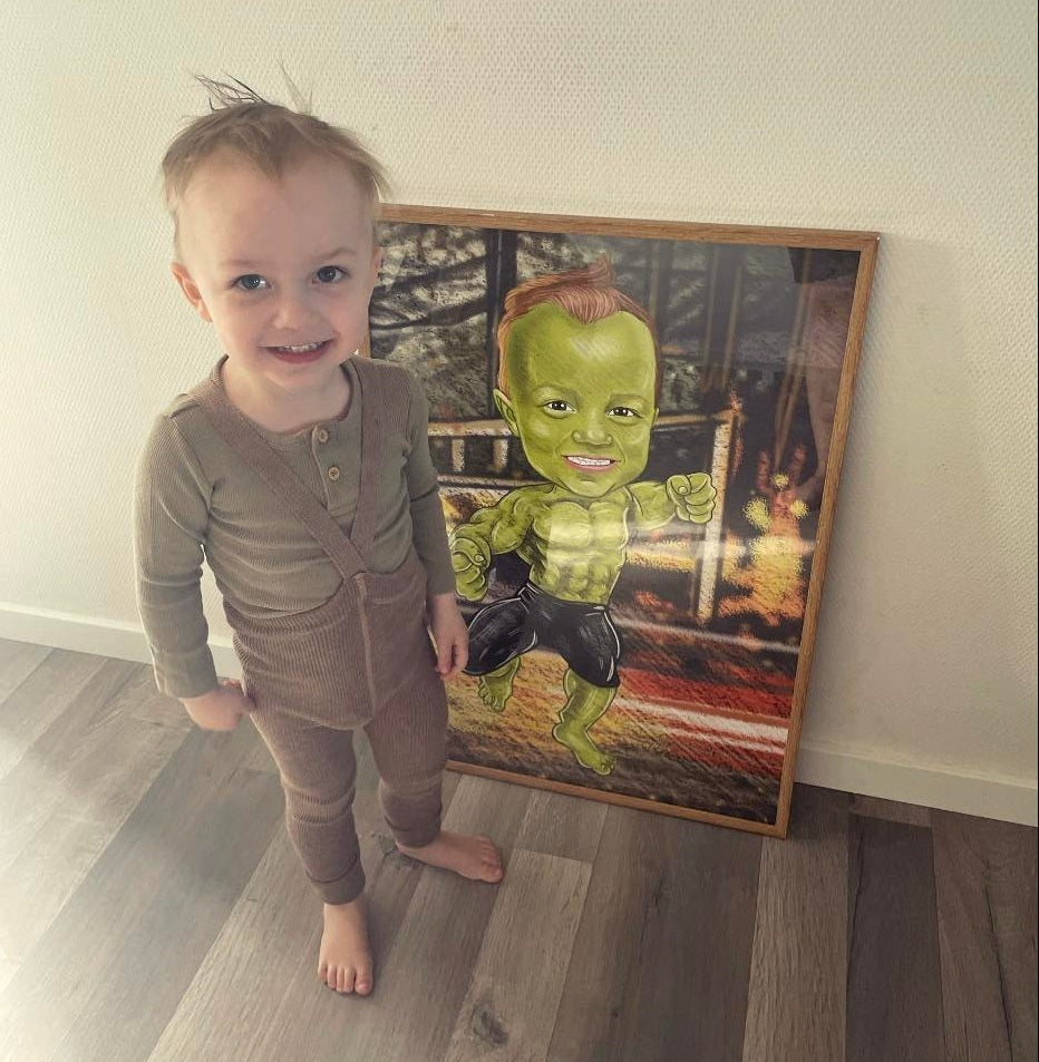Hulk - karikaturtegning efter dine fotos - Just Karikatur