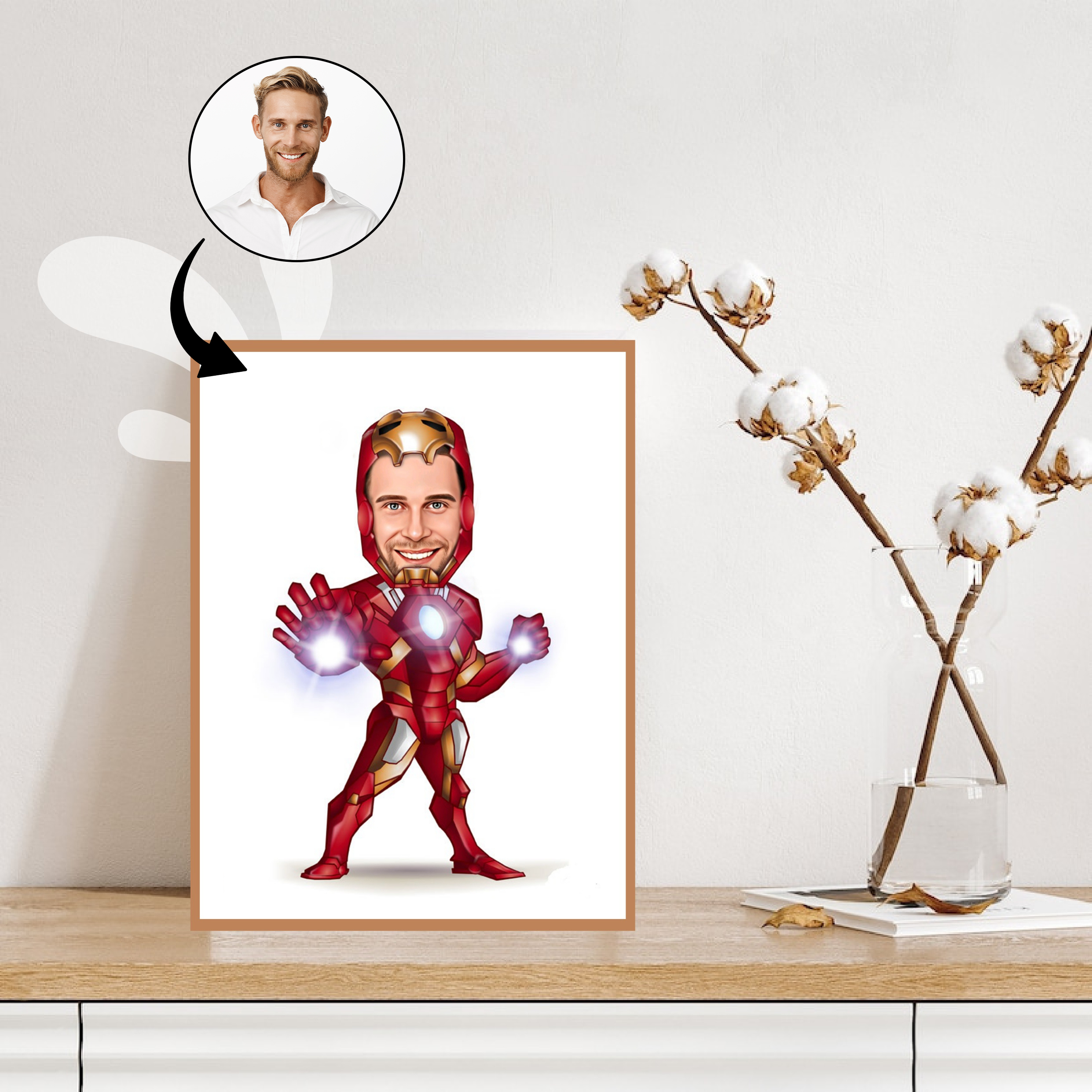 Superhelt tema37 (1 person) - karikaturtegning efter dine fotos - Just Karikatur