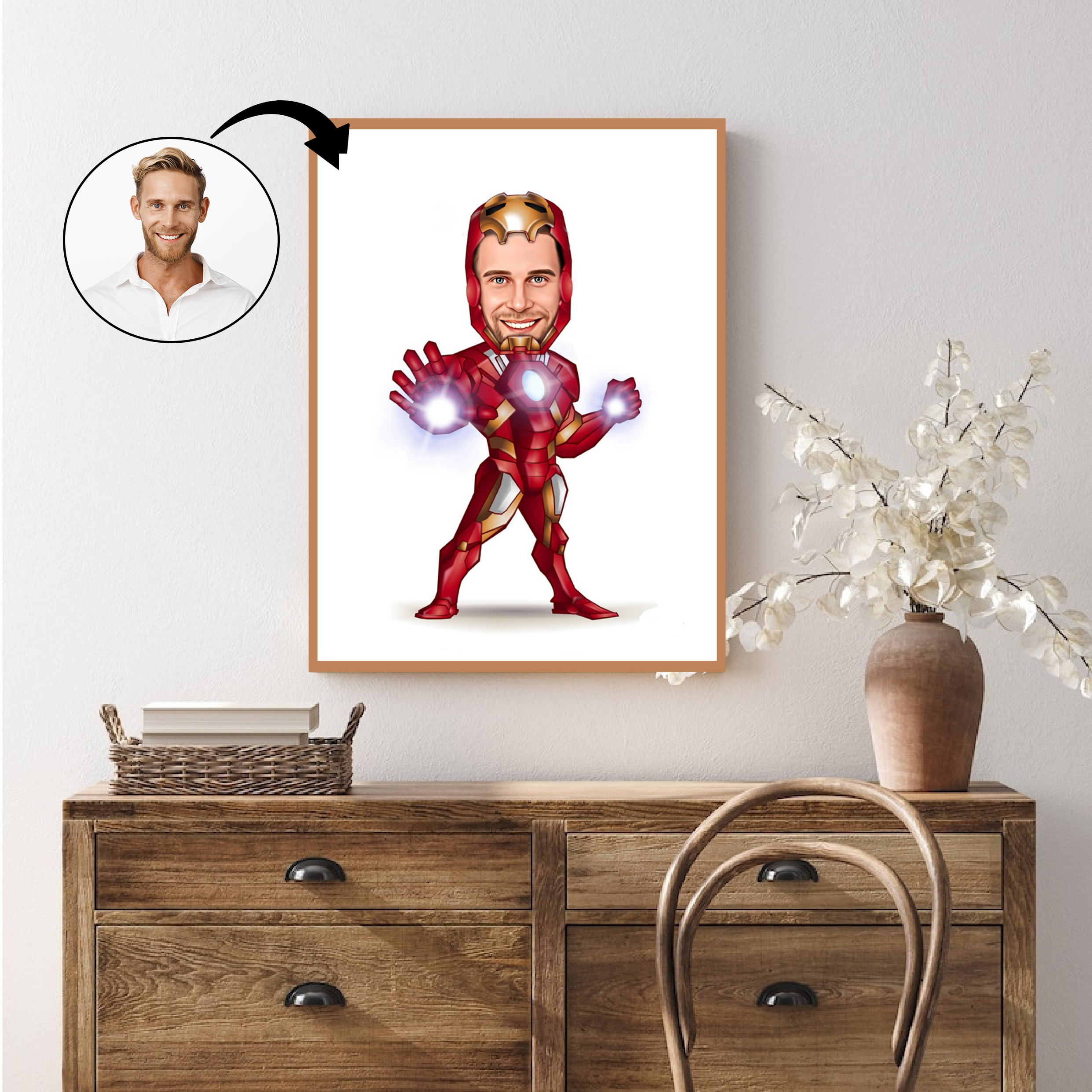 Superhelt tema37 (1 person) - karikaturtegning efter dine fotos - Just Karikatur