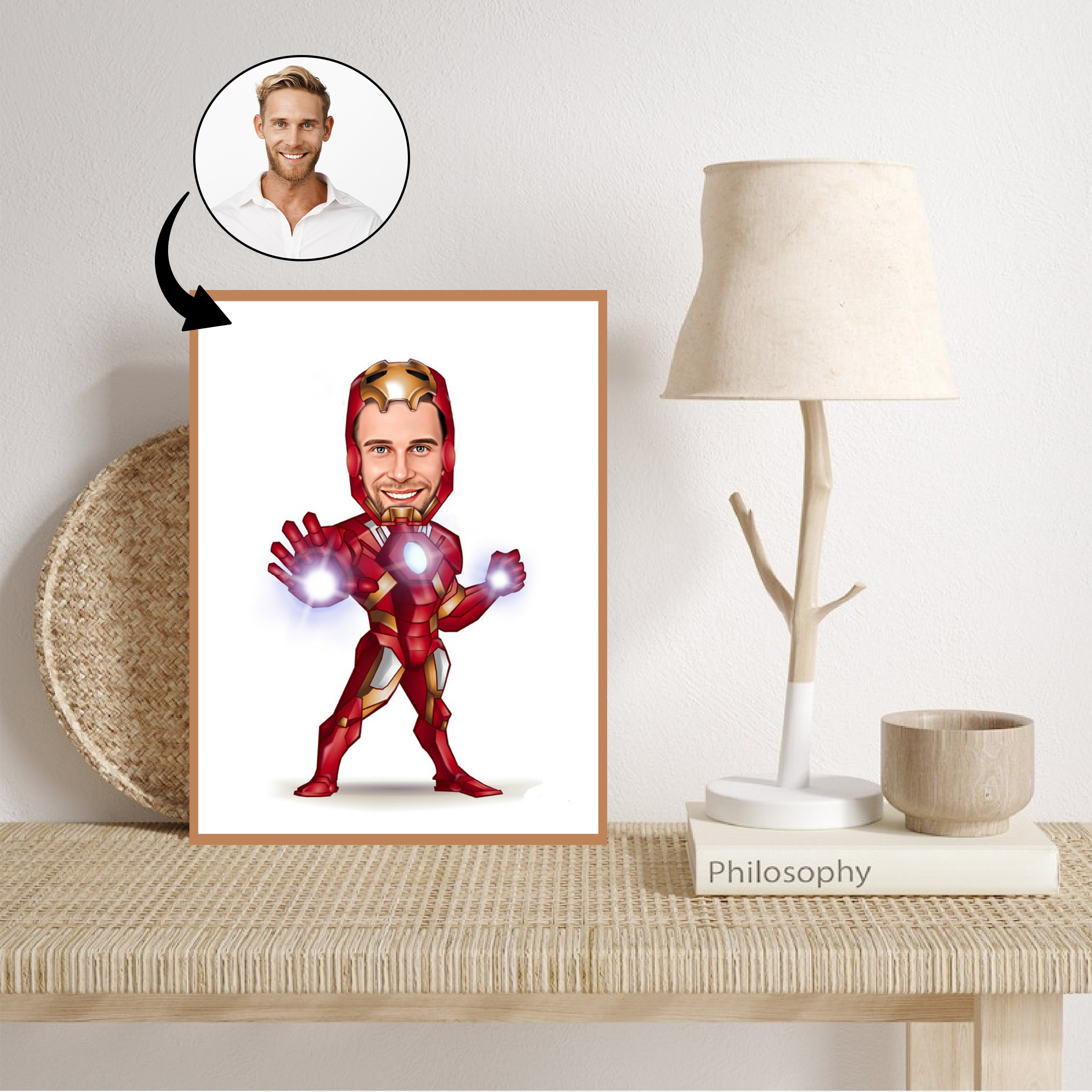 Superhelt tema37 (1 person) - karikaturtegning efter dine fotos - Just Karikatur