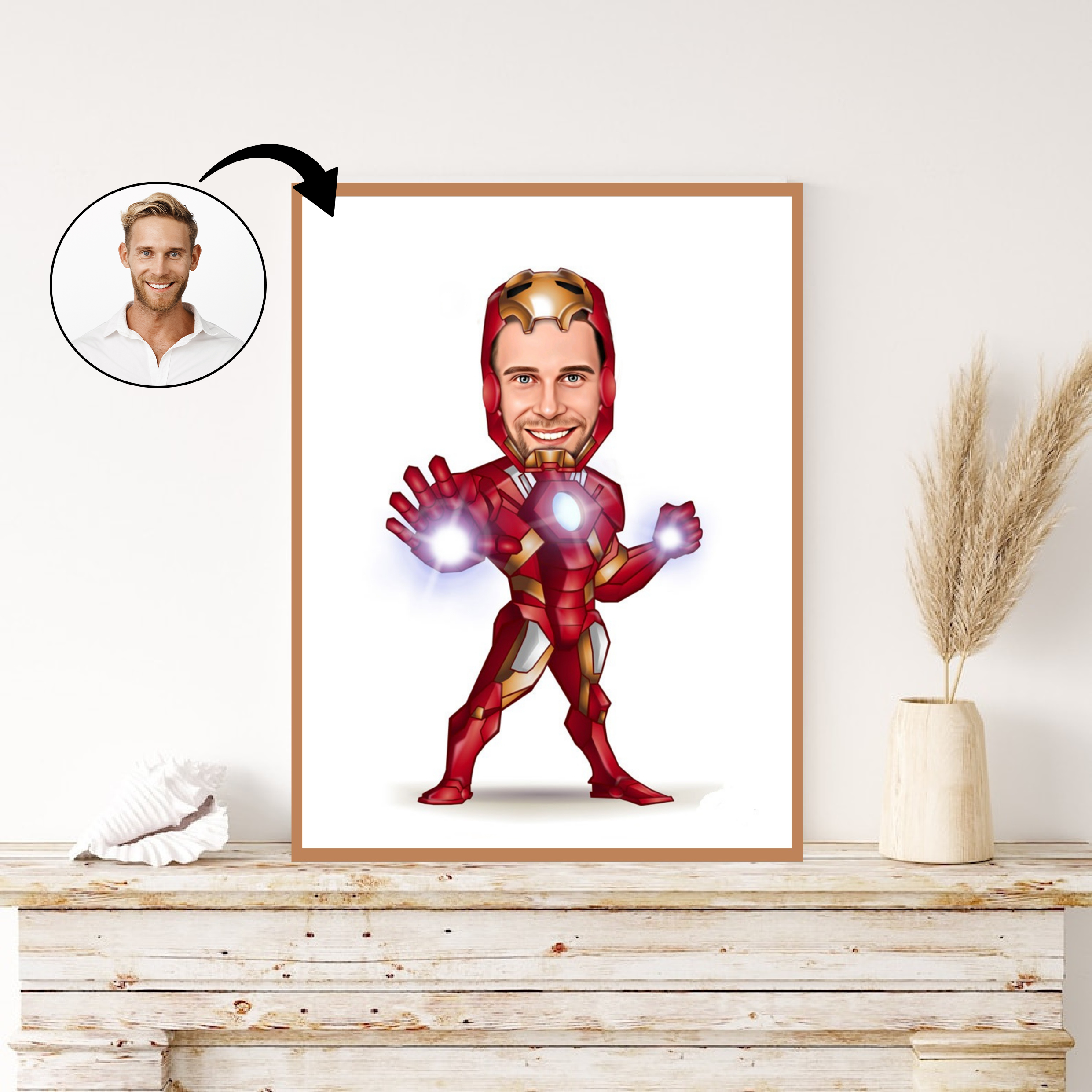 Superhelt tema37 (1 person) - karikaturtegning efter dine fotos - Just Karikatur