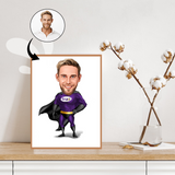 Superhelt tema15 (1 person) - karikaturtegning efter dine fotos - Just Karikatur