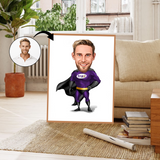 Superhelt tema15 (1 person) - karikaturtegning efter dine fotos - Just Karikatur
