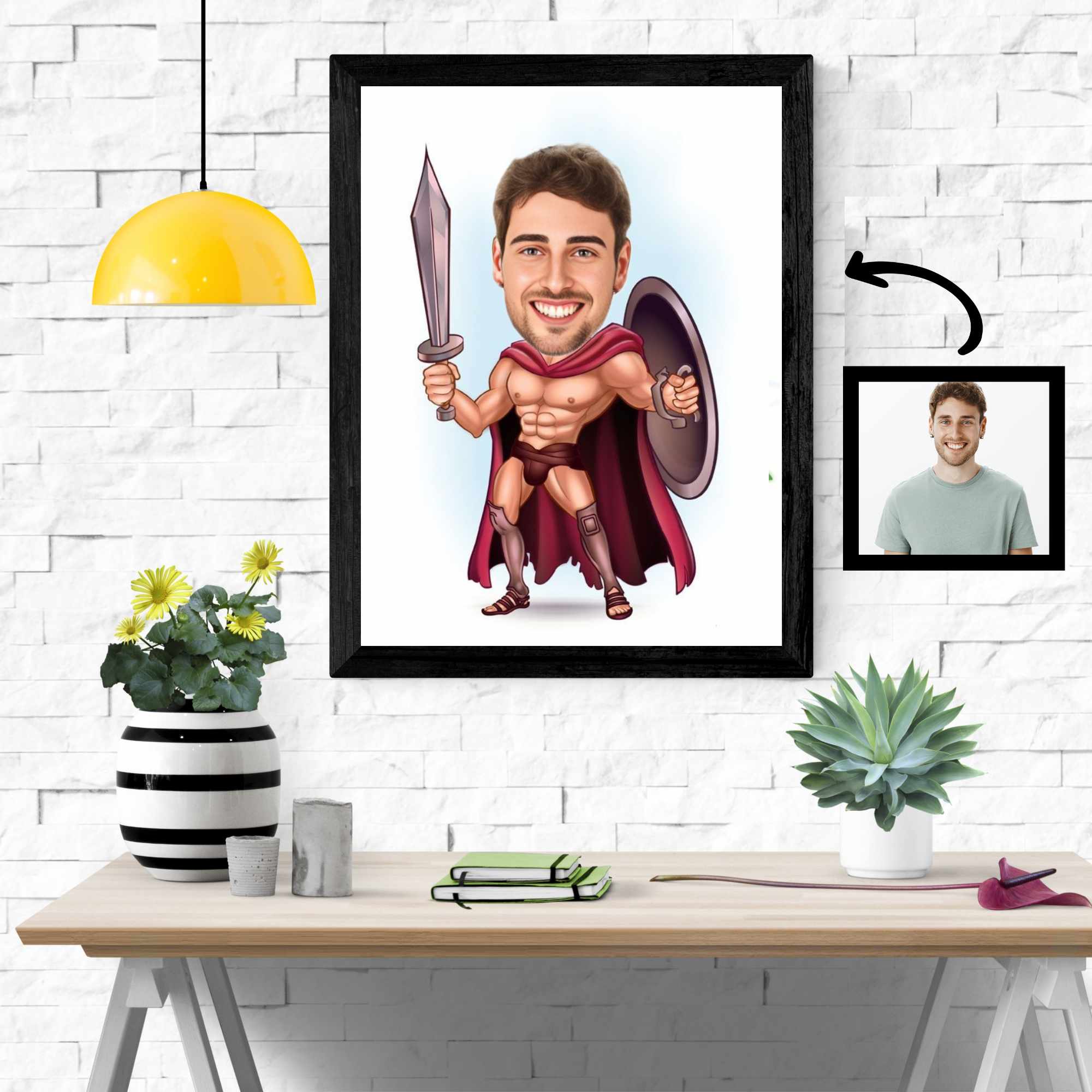 Superhelt tema8 (1 person) - karikaturtegning efter dine fotos - Just Karikatur