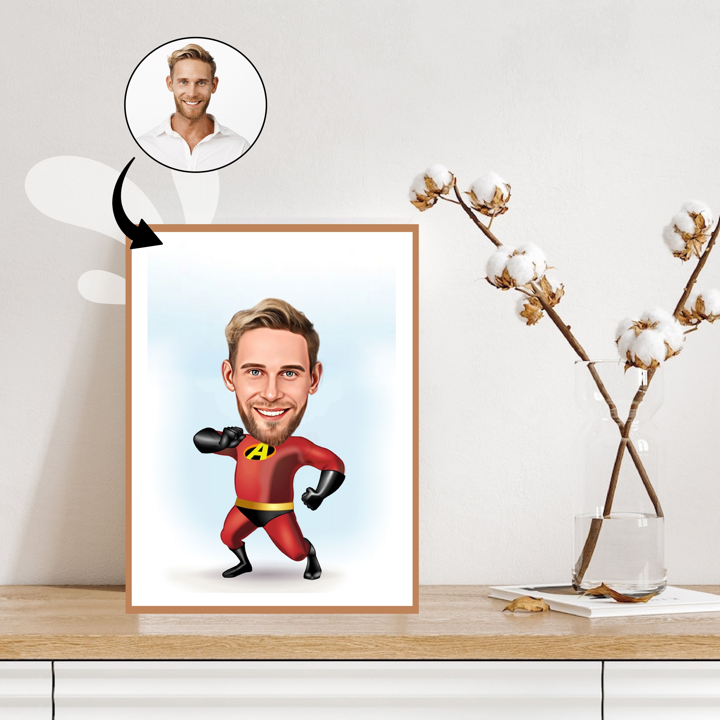 Børn tema37 (1 person) - karikaturtegning efter dine fotos - Just Karikatur