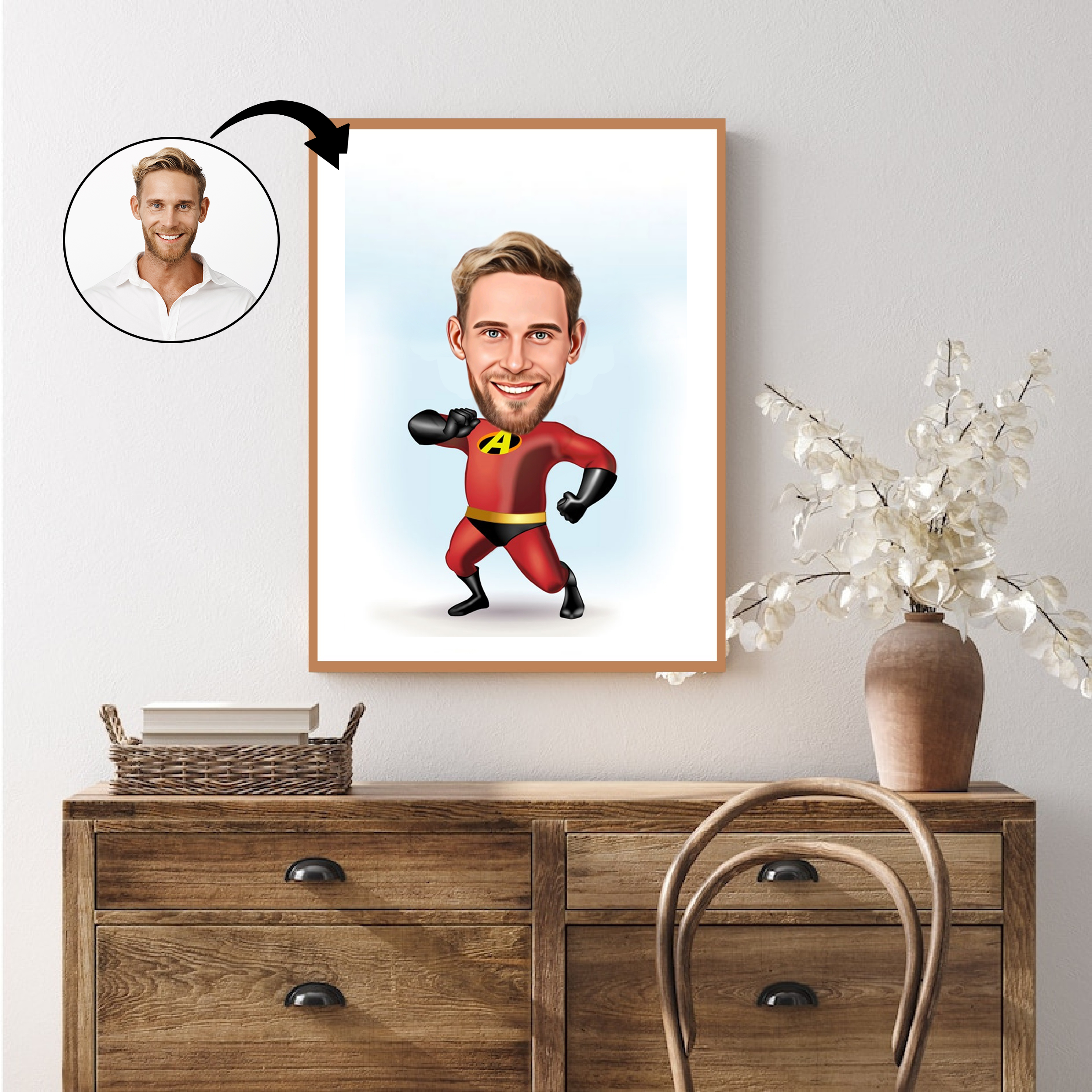 Børn tema37 (1 person) - karikaturtegning efter dine fotos - Just Karikatur