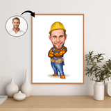 Håndværker tema10 (1 person) - karikaturtegning efter dine fotos - Just Karikatur
