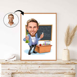 Lærer tema6 (1 person) - karikaturtegning efter dine fotos - Just Karikatur