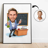 Lærer tema6 (1 person) - karikaturtegning efter dine fotos - Just Karikatur