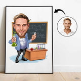 Lærer tema6 (1 person) - karikaturtegning efter dine fotos - Just Karikatur