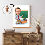 Lærer tema4 (1 person) - karikaturtegning efter dine fotos - Just Karikatur