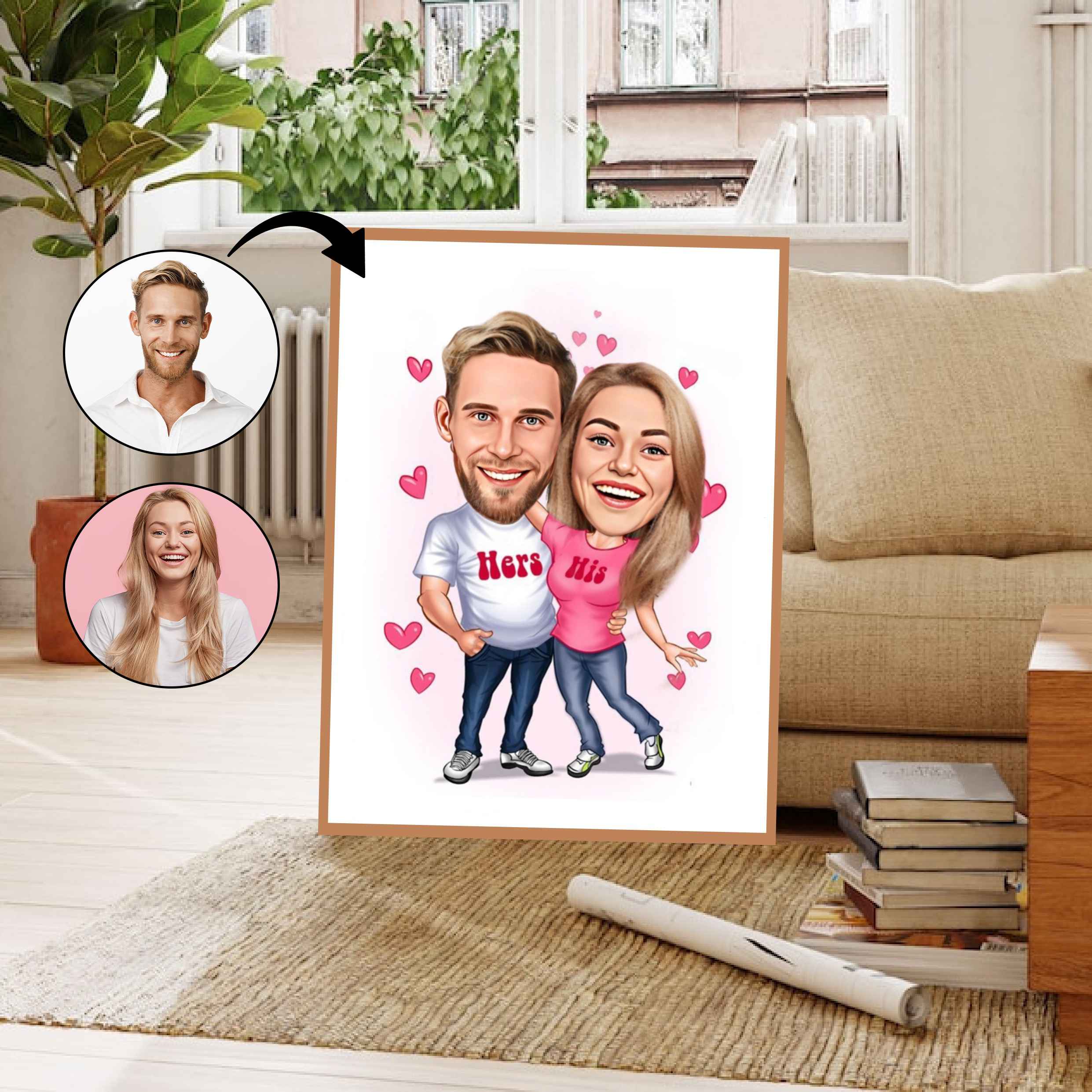 Par tema133 (2 personer) - karikaturtegning efter dine fotos - Just Karikatur