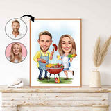 Par tema55 (2 personer) - karikaturtegning efter dine fotos - Just Karikatur