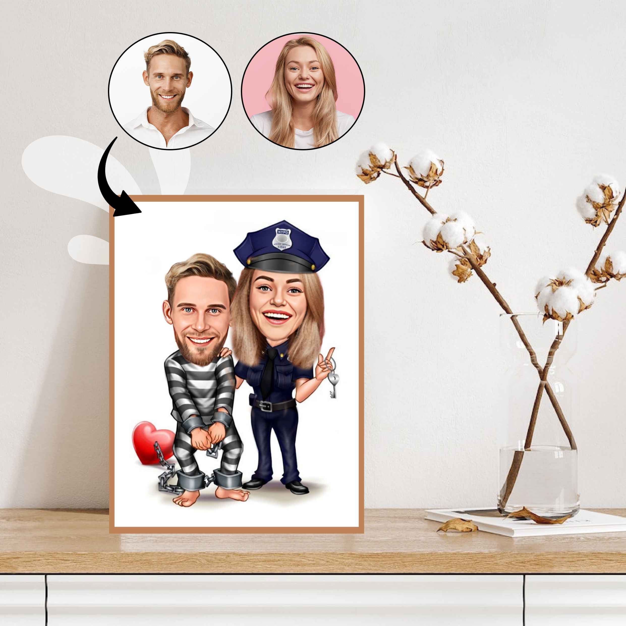 Par tema56 (2 personer) - karikaturtegning efter dine fotos - Just Karikatur