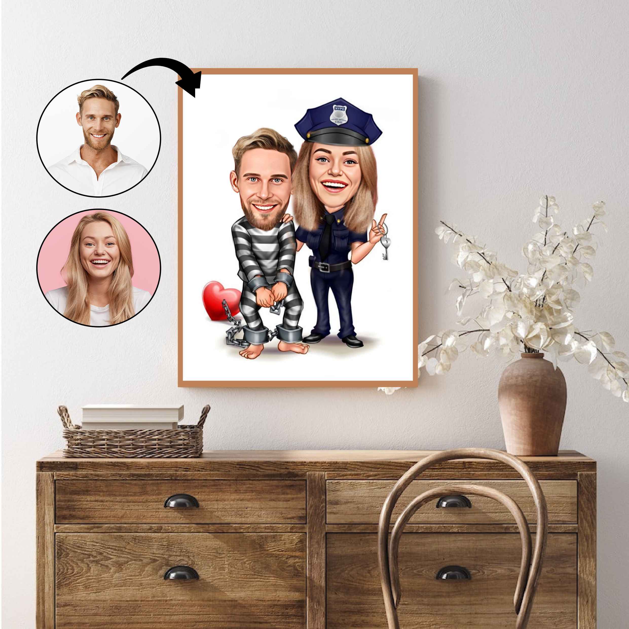Par tema56 (2 personer) - karikaturtegning efter dine fotos - Just Karikatur