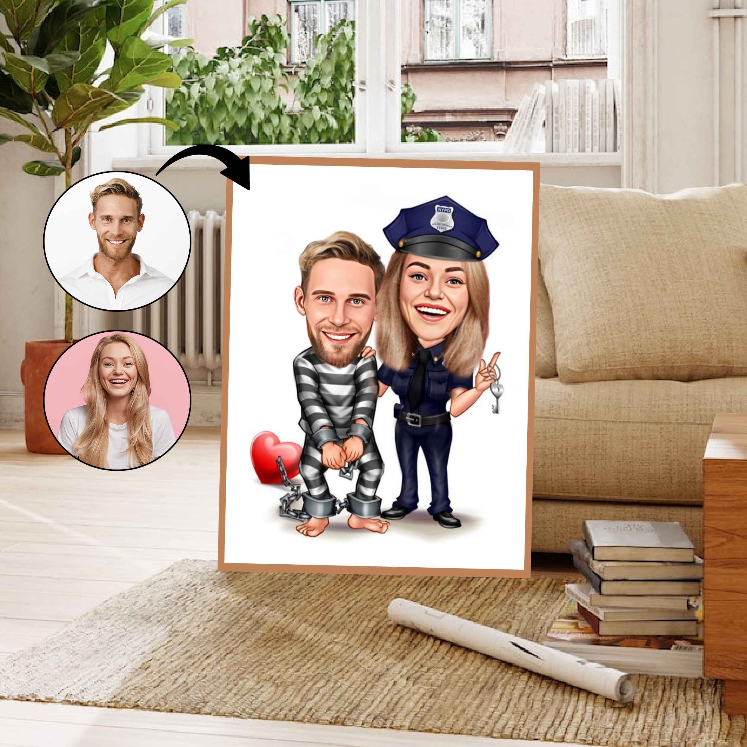 Par tema56 (2 personer) - karikaturtegning efter dine fotos - Just Karikatur