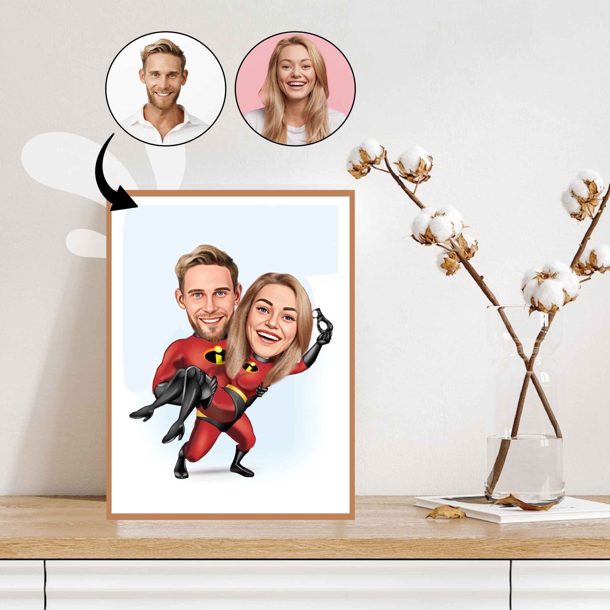 Par tema79 (2 personer) - karikaturtegning efter dine fotos - Just Karikatur