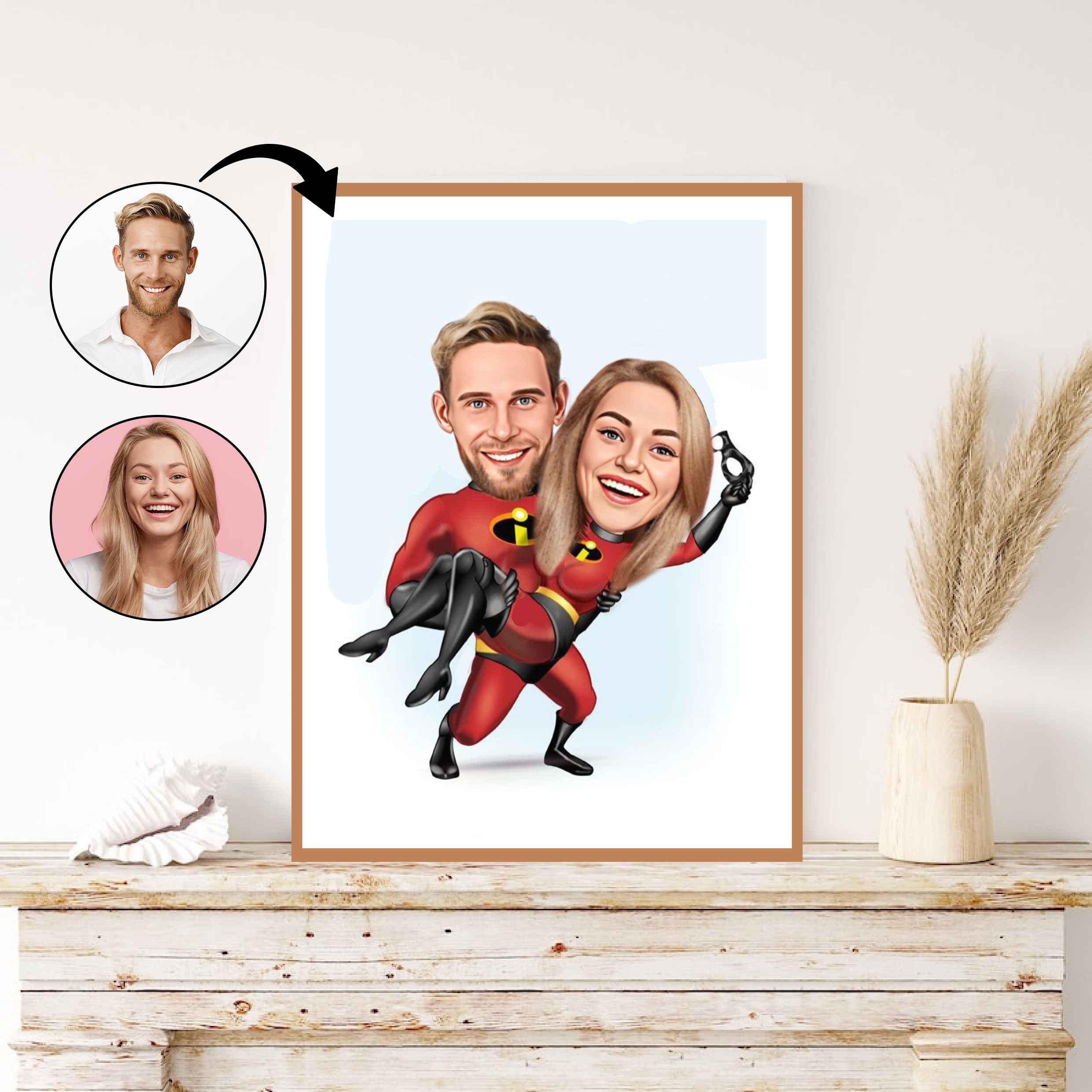 Par tema79 (2 personer) - karikaturtegning efter dine fotos - Just Karikatur