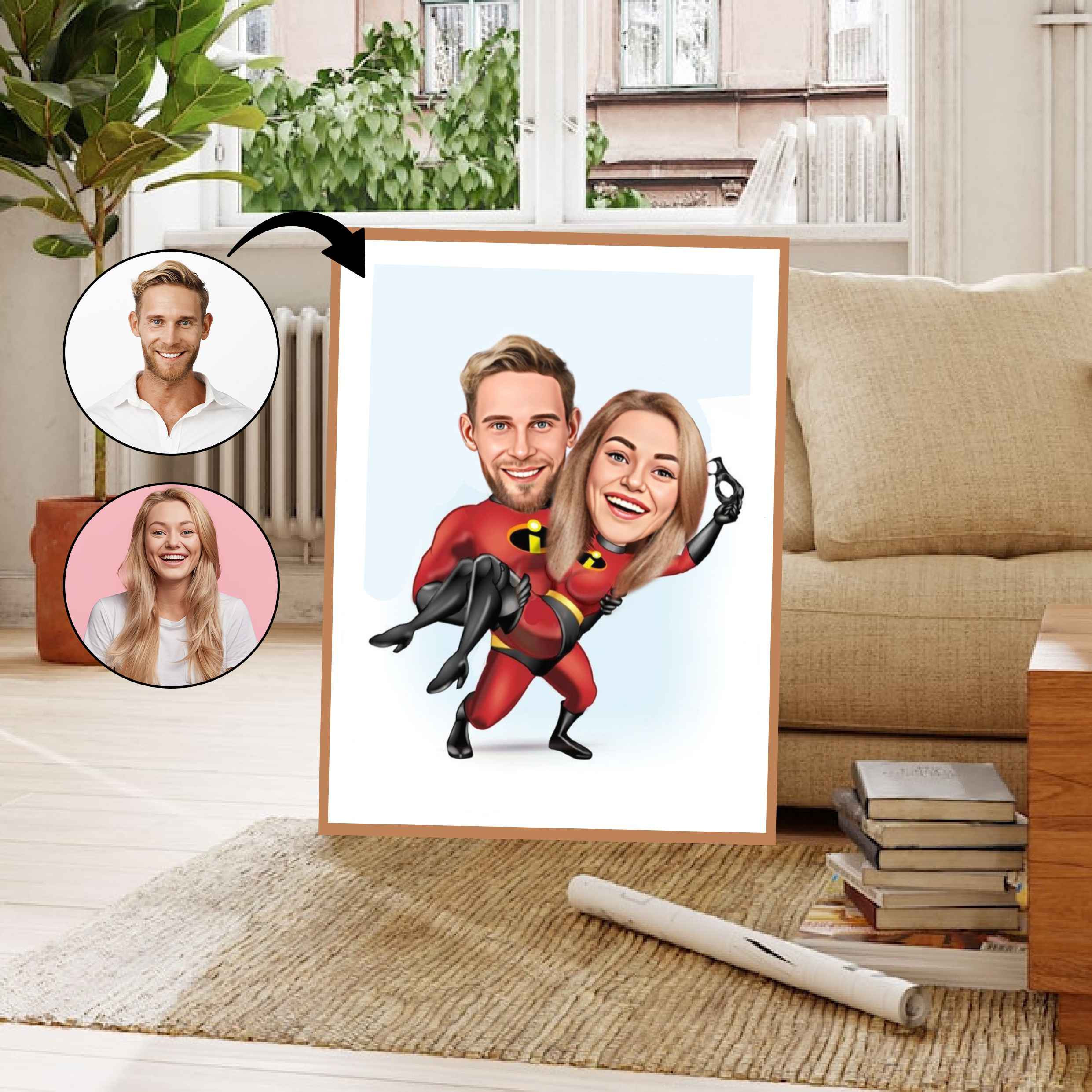 Par tema79 (2 personer) - karikaturtegning efter dine fotos - Just Karikatur