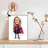 Superhelt tema49 (1 person) - karikaturtegning efter dine fotos - Just Karikatur