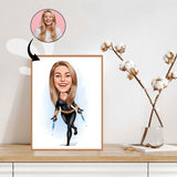 Superhelt tema50 (1 person) - karikaturtegning efter dine fotos - Just Karikatur