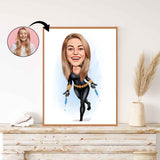 Superhelt tema50 (1 person) - karikaturtegning efter dine fotos - Just Karikatur