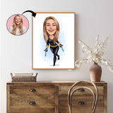 Superhelt tema50 (1 person) - karikaturtegning efter dine fotos - Just Karikatur