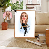 Superhelt tema50 (1 person) - karikaturtegning efter dine fotos - Just Karikatur