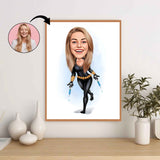 Superhelt tema50 (1 person) - karikaturtegning efter dine fotos - Just Karikatur