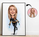 Superhelt tema50 (1 person) - karikaturtegning efter dine fotos - Just Karikatur