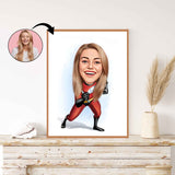 Superhelt tema51 (1 person) - karikaturtegning efter dine fotos - Just Karikatur