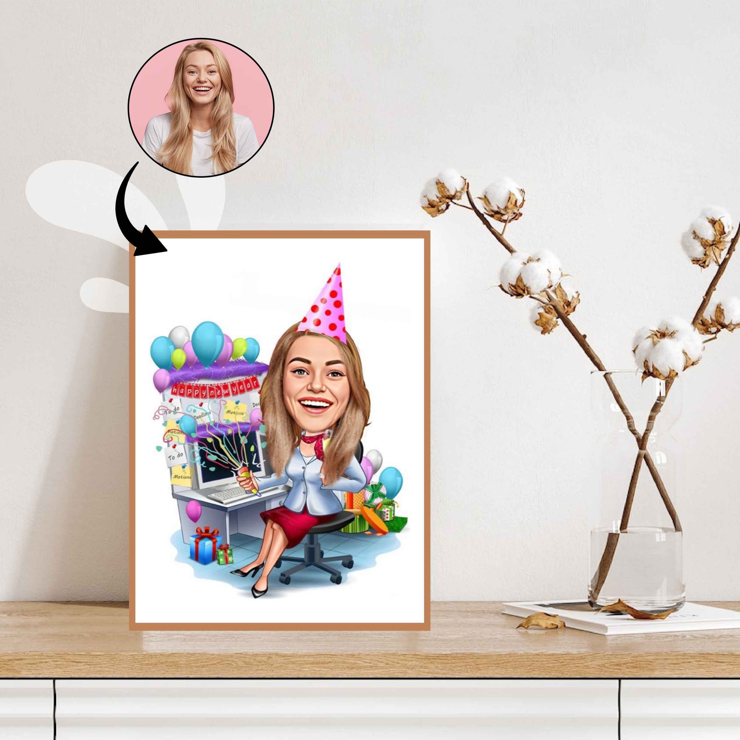 Jul tema7 (1 person) - karikaturtegning efter dine fotos - Just Karikatur