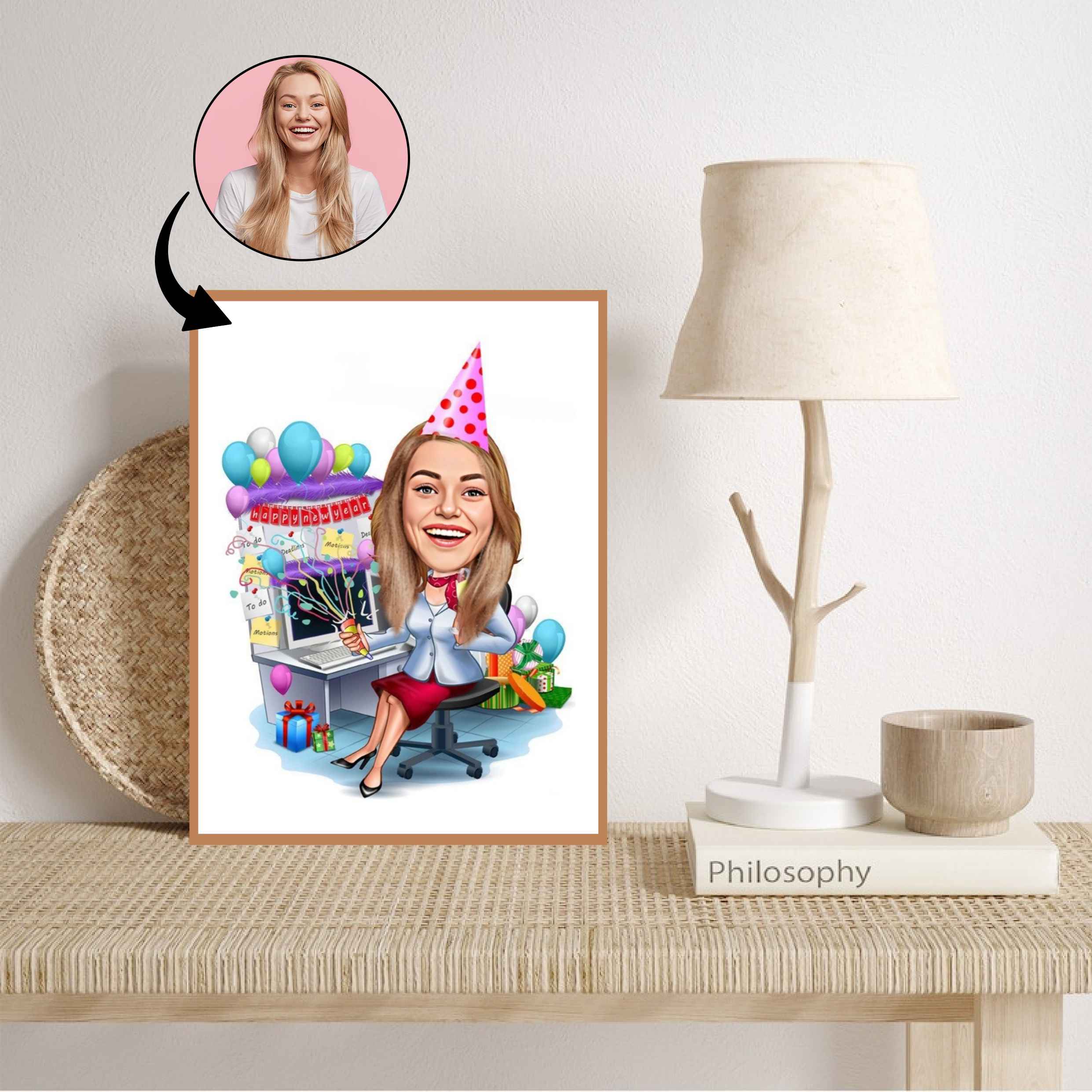 Jul tema7 (1 person) - karikaturtegning efter dine fotos - Just Karikatur