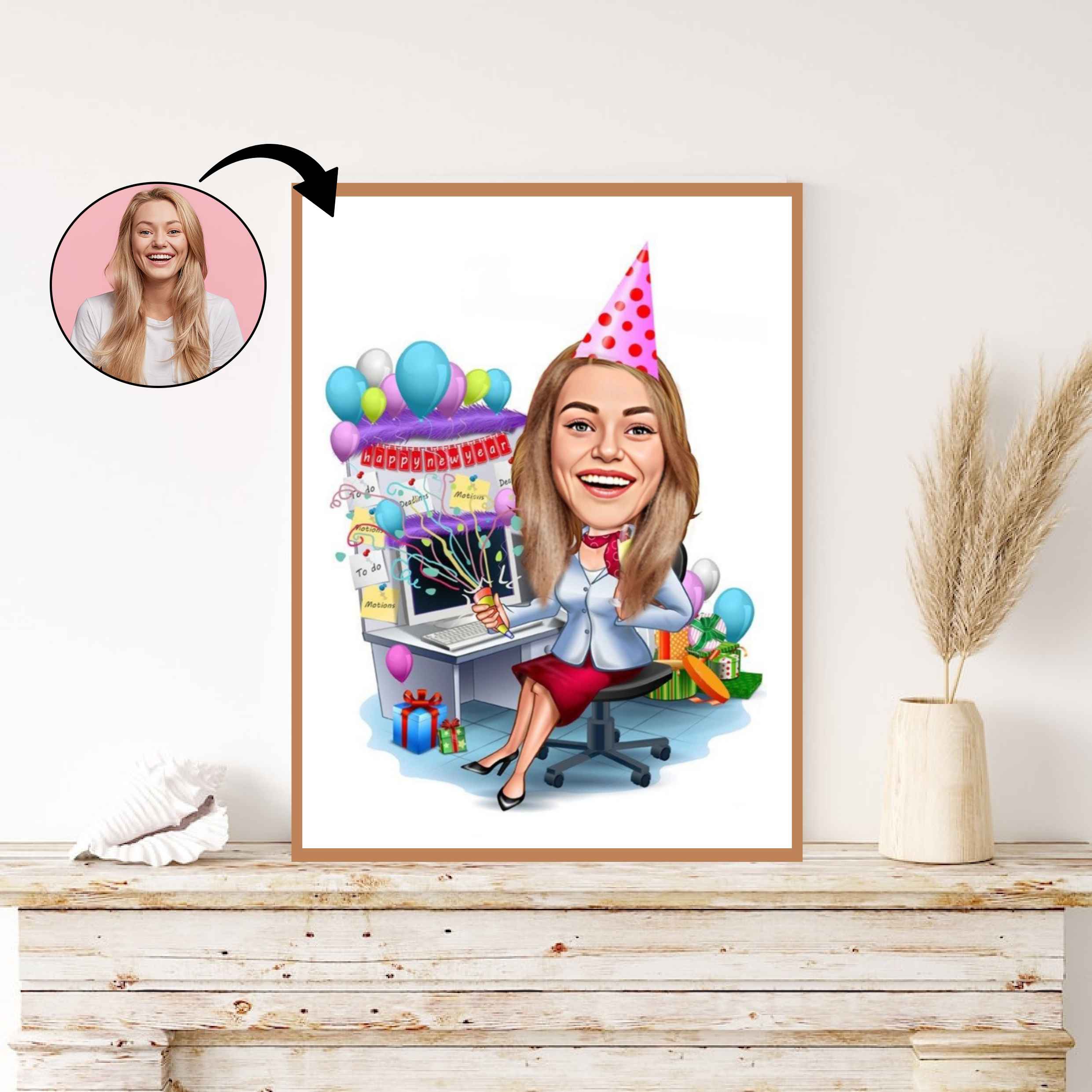 Jul tema7 (1 person) - karikaturtegning efter dine fotos - Just Karikatur