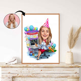 Jul tema7 (1 person) - karikaturtegning efter dine fotos - Just Karikatur