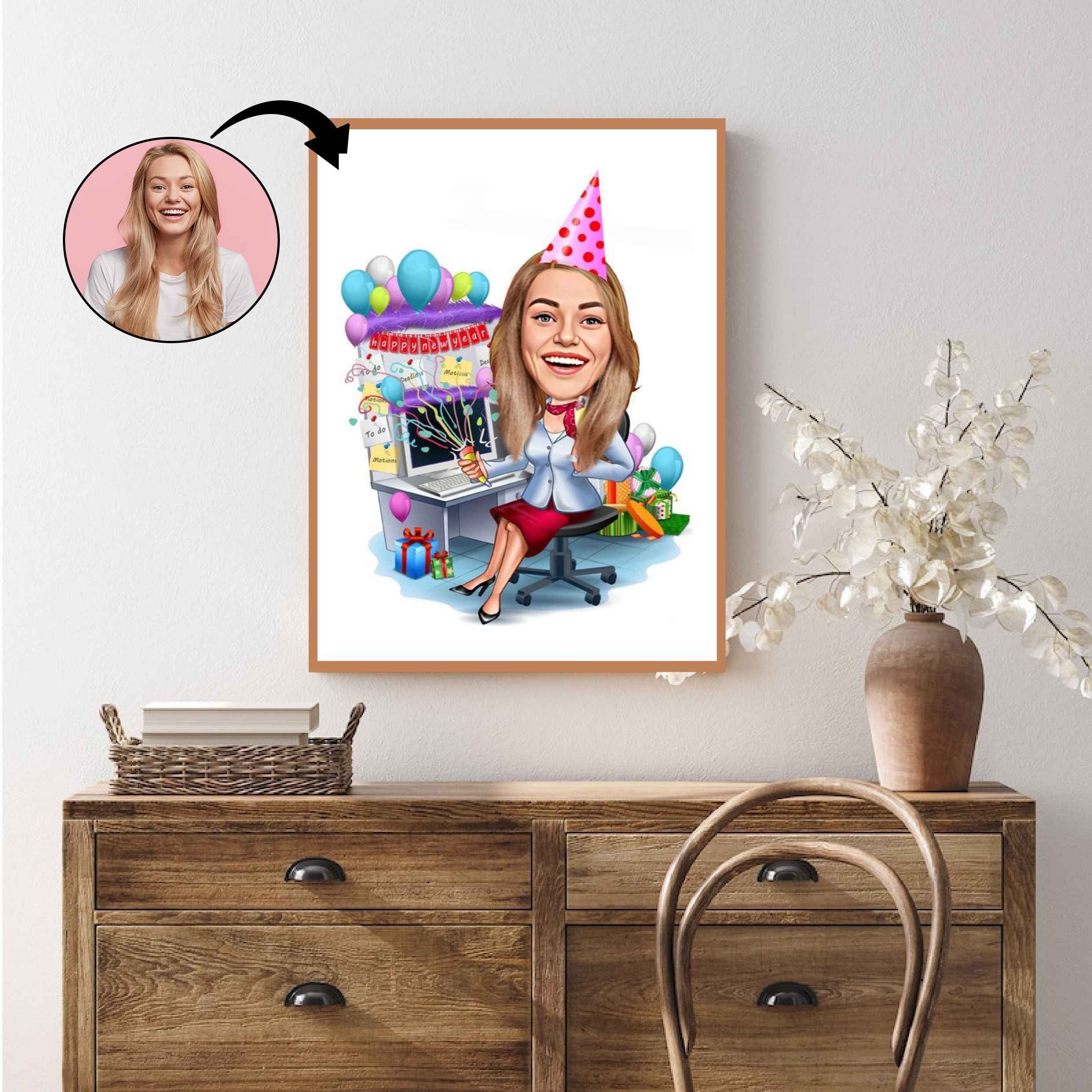 Jul tema7 (1 person) - karikaturtegning efter dine fotos - Just Karikatur