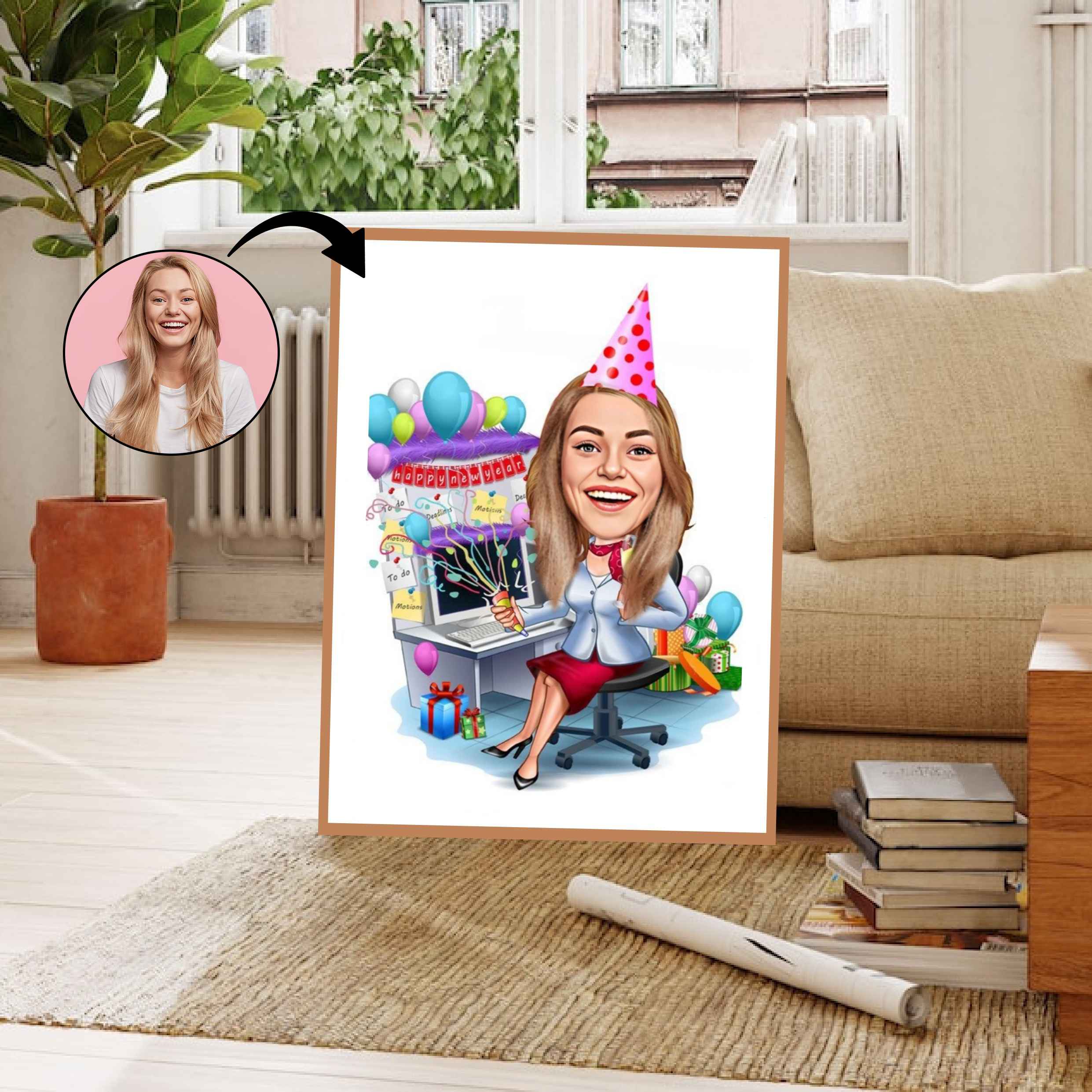 Jul tema7 (1 person) - karikaturtegning efter dine fotos - Just Karikatur