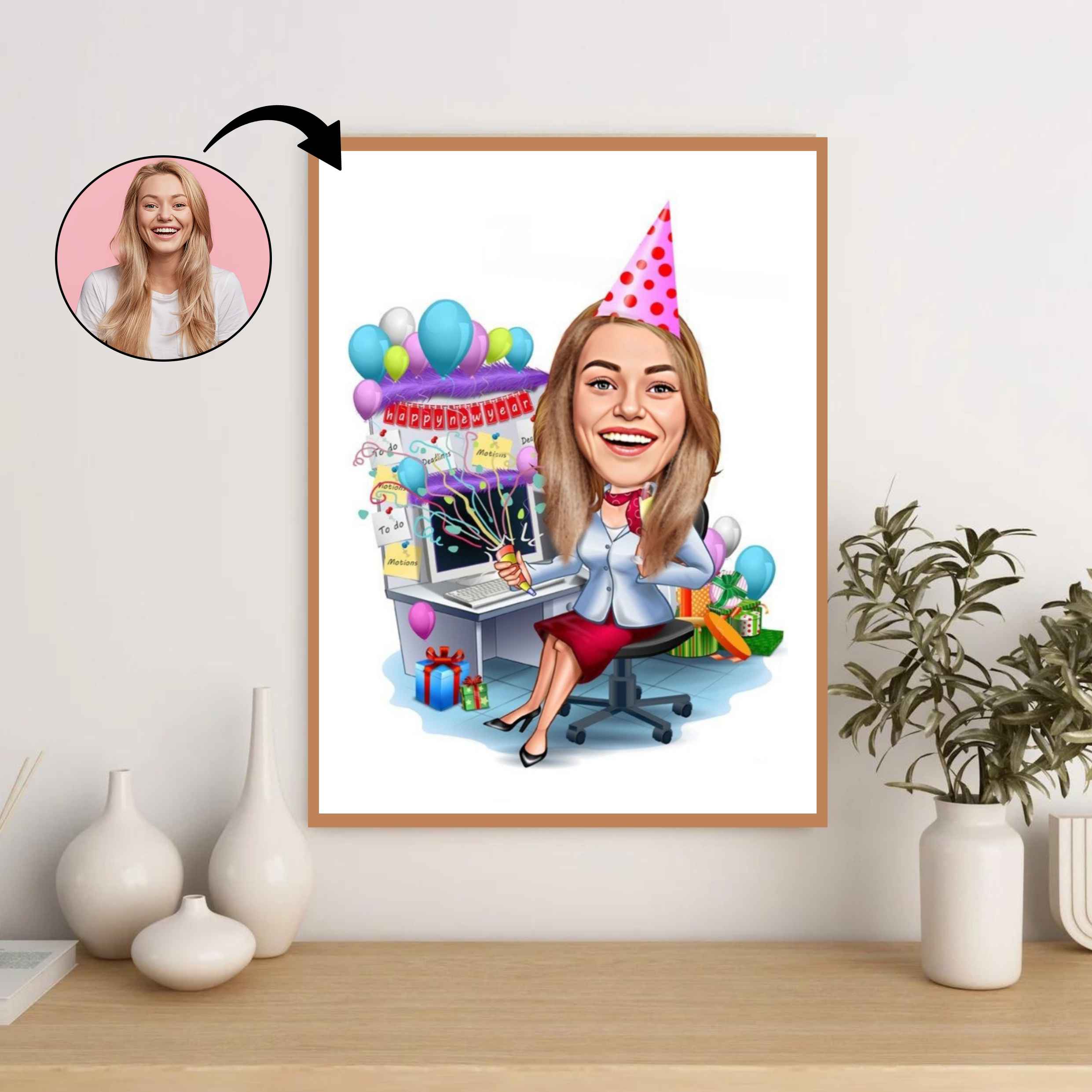 Jul tema7 (1 person) - karikaturtegning efter dine fotos - Just Karikatur