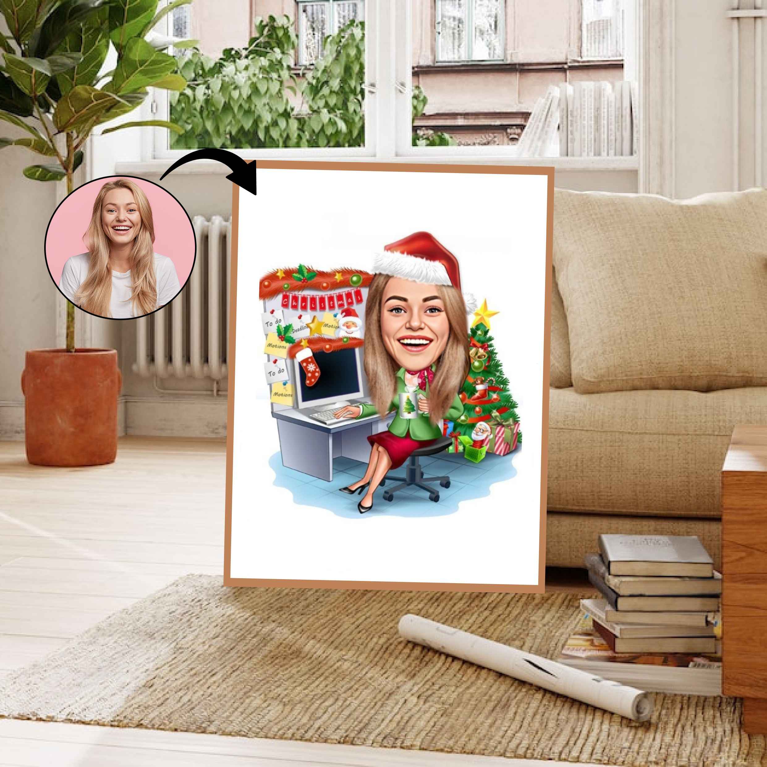 Jul tema4 (1 person) - karikaturtegning efter dine fotos - Just Karikatur