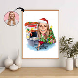 Jul tema4 (1 person) - karikaturtegning efter dine fotos - Just Karikatur