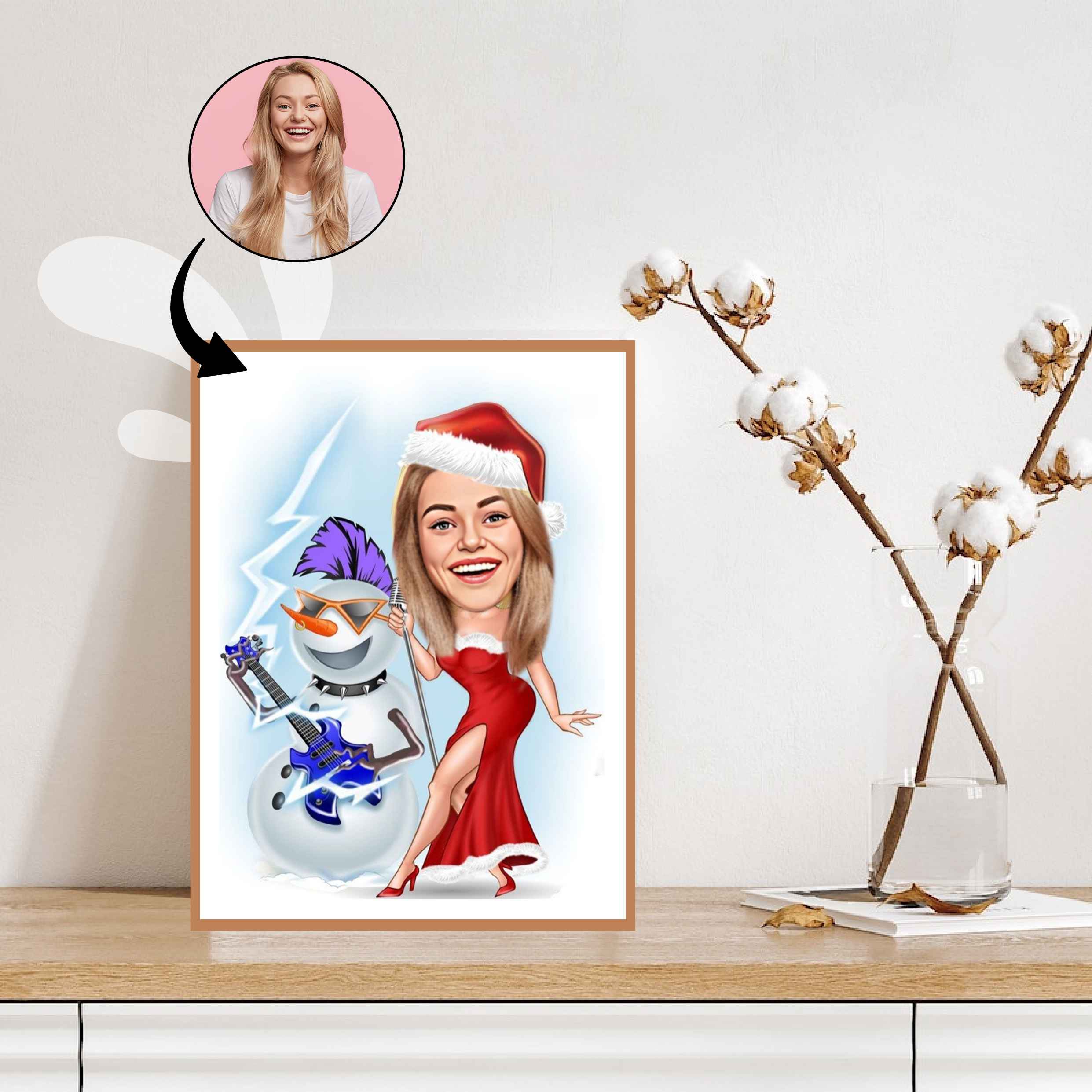 Jul tema3 (1 person) - karikaturtegning efter dine fotos - Just Karikatur