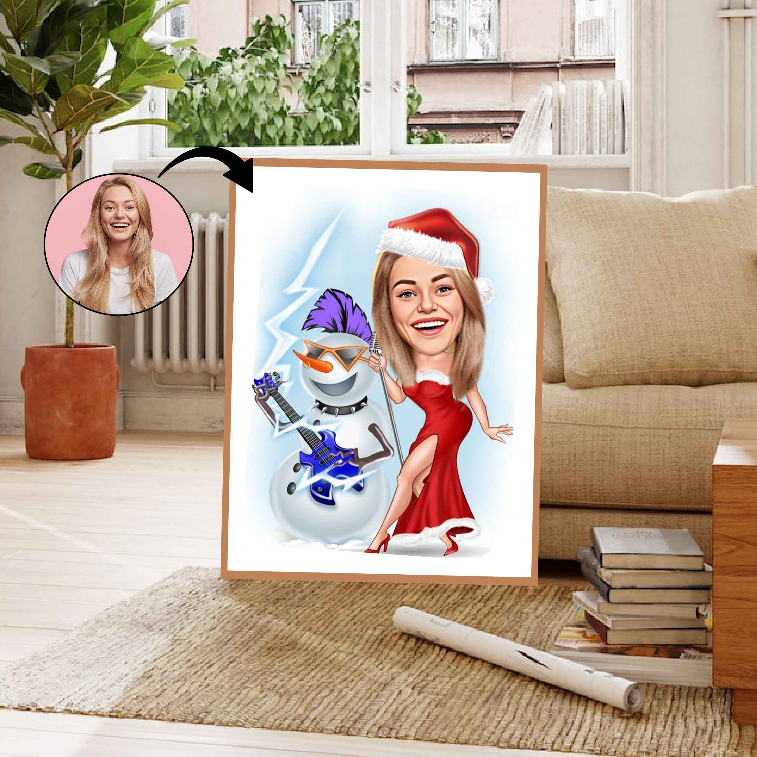 Jul tema3 (1 person) - karikaturtegning efter dine fotos - Just Karikatur