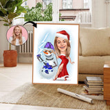 Jul tema3 (1 person) - karikaturtegning efter dine fotos - Just Karikatur