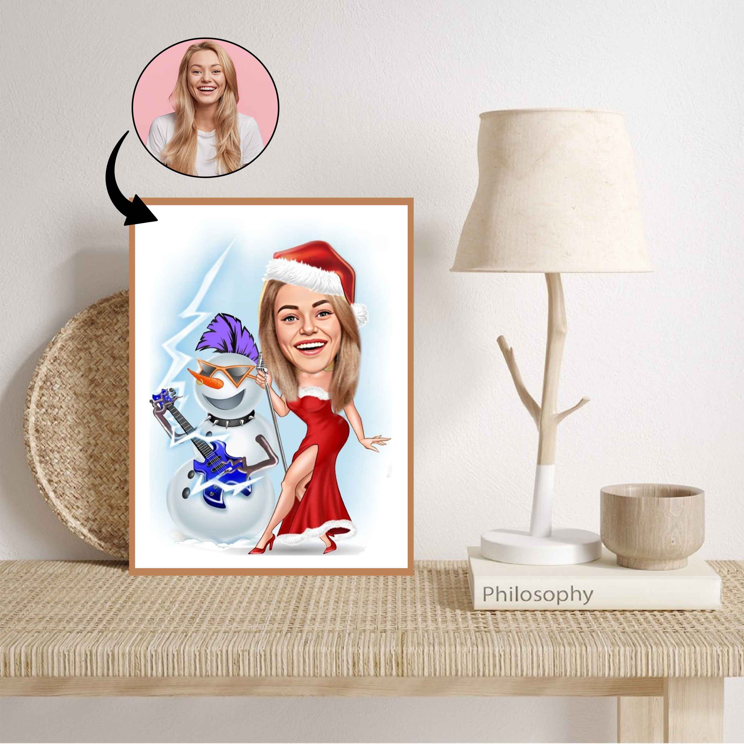 Jul tema3 (1 person) - karikaturtegning efter dine fotos - Just Karikatur