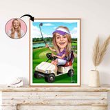 Golf tema9 (1 person) - karikaturtegning efter dine fotos - Just Karikatur