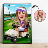 Golf tema9 (1 person) - karikaturtegning efter dine fotos - Just Karikatur