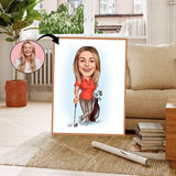 Golf tema6 (1 person) - karikaturtegning efter dine fotos - Just Karikatur