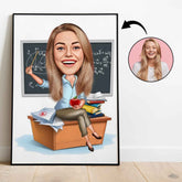 Lærer tema7 (1 person) - karikaturtegning efter dine fotos - Just Karikatur