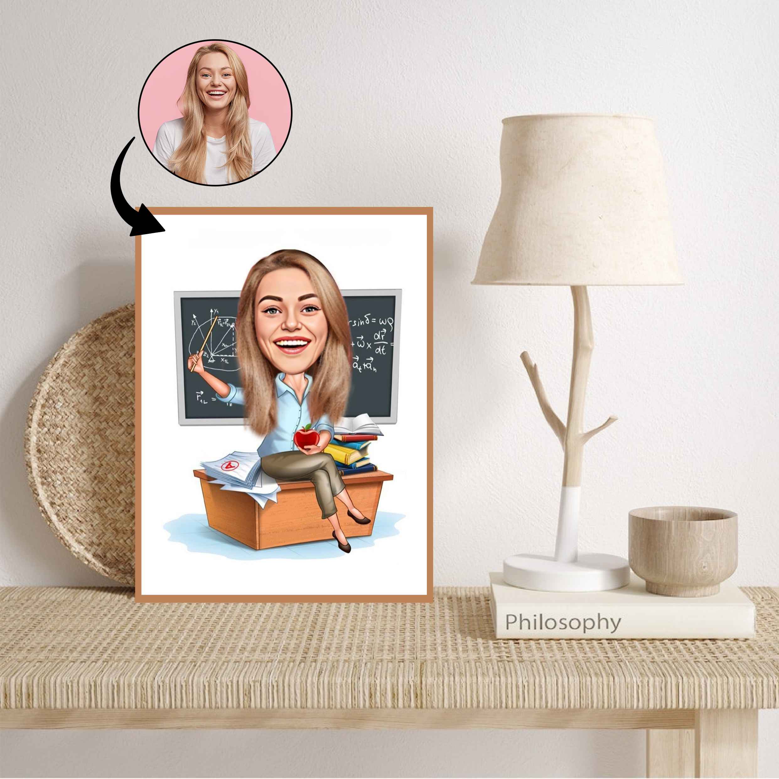 Lærer tema7 (1 person) - karikaturtegning efter dine fotos - Just Karikatur