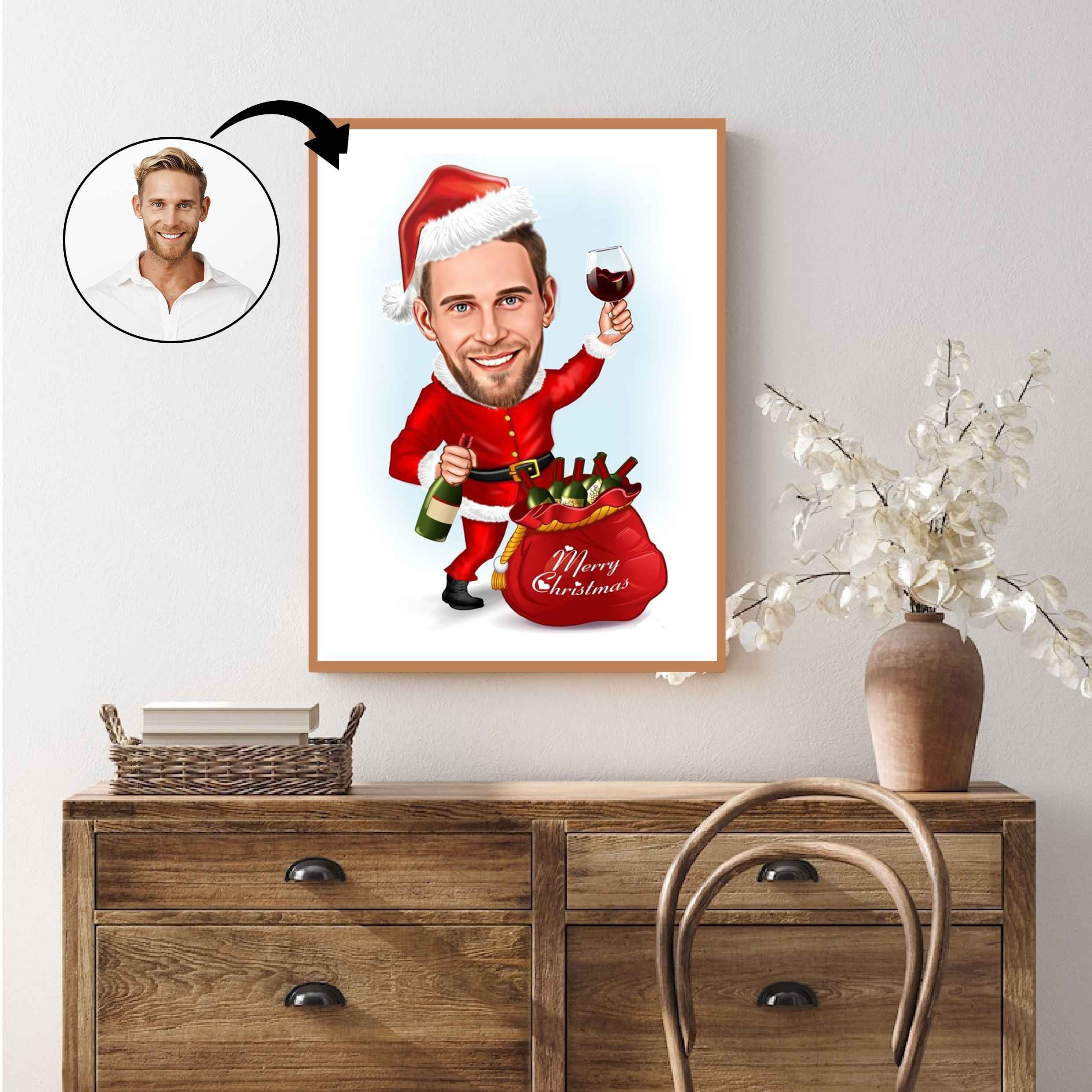 Jul tema10 (1 person) - karikaturtegning efter dine fotos - Just Karikatur